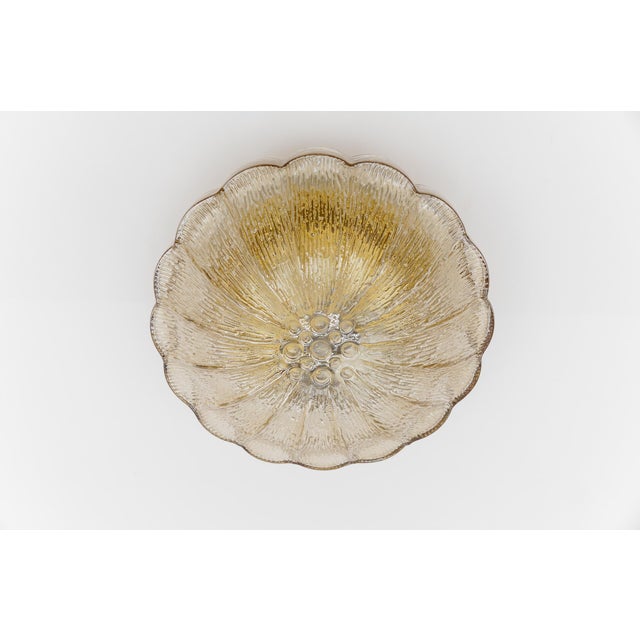 1960s Mid-Century Modern Amber Bubble Glass Flush Mount Lamp, 1960s For Sale - Image 5 of 10