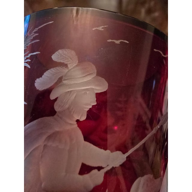 Antique Moser Bohemian Glass Ruby Hunter Pokal Goblet For Sale - Image 10 of 13