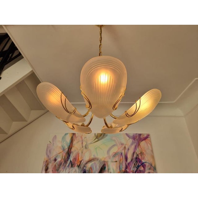 Metal Reijmyre Pendant in Brass with Clam-Shaped Glass, 1980s For Sale - Image 7 of 9