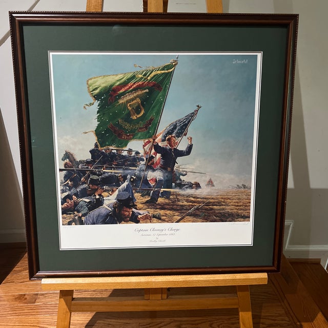 Paper 1970 Original Print Signed Numbered Framed by American Artist Bradley Schmeht Titled Captain Clooney’s Charge For Sale - Image 7 of 12