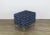 Blue & Cream Geometric Ottomans on Metal Legs - a Pair For Sale - Image 4 of 9