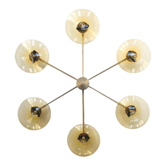 Sei Satin Brass Amber Bubbles Glass Flush Mount by Fabio Ltd For Sale