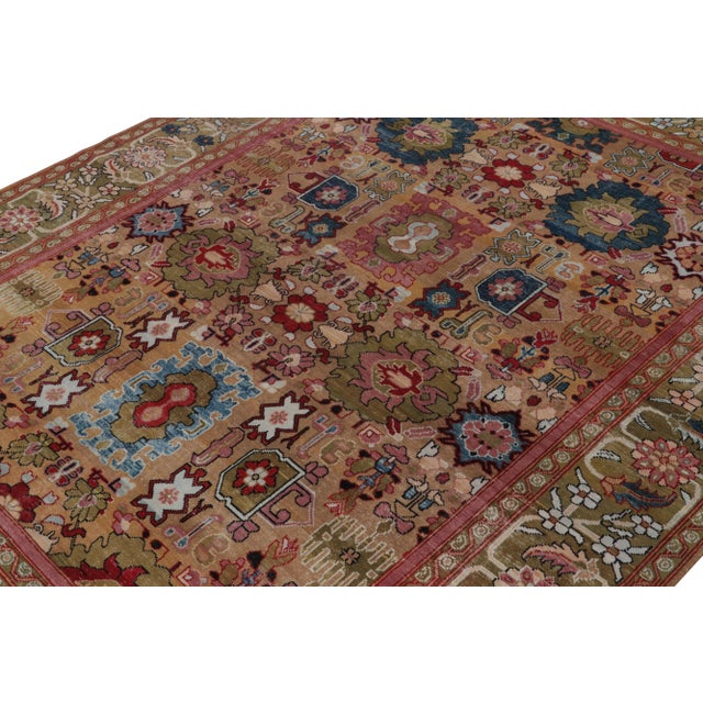 Rug & Kilim Rug & Kilim’s Classic Oushak Style Rug in Pink, Blue and Brown Floral Patterns For Sale - Image 4 of 6