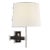 Suzanne Kasler for Visual Comfort Signature Elle Swing Arm Sconce in Polished Nickel & Black Rattan with Linen Shade For Sale