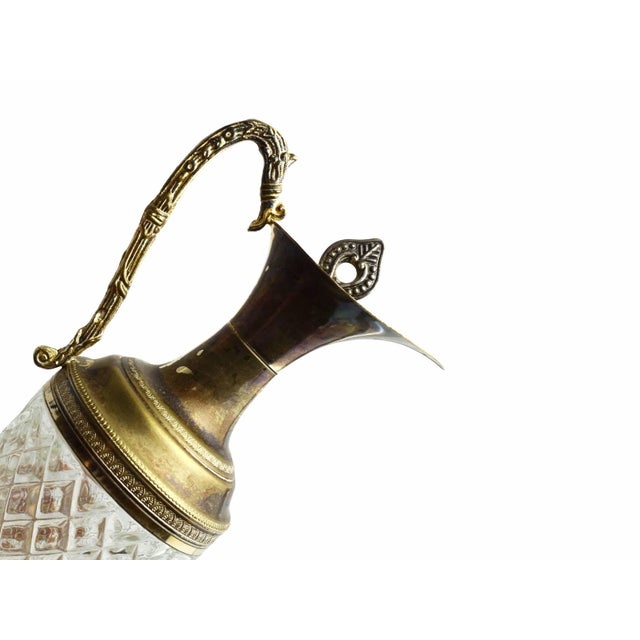 Vintage Victorian Italian Silver Plated Diamond Cut Pattern Glass Wine Decanter Claret Jug For Sale - Image 4 of 8