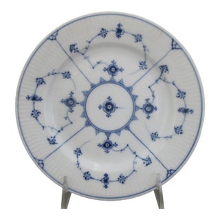Royal Copenhagen 179 Denmark Plain Blue Fluted 7 5/8" Salad Plate Dish For Sale