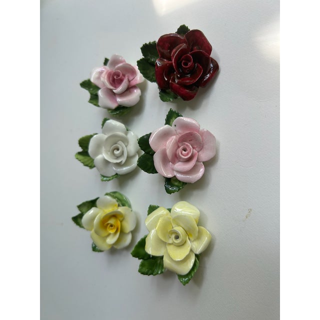 1940s Set of 6 Staffordshire Radnor Bone China Rose Place Card Holders For Sale - Image 9 of 18