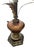 Hollywood Regency Vintage Hollywood Regency Tall Glass Top Amber Brass Palm Leaf Black Side Table Floor Lamp For Sale - Image 3 of 8