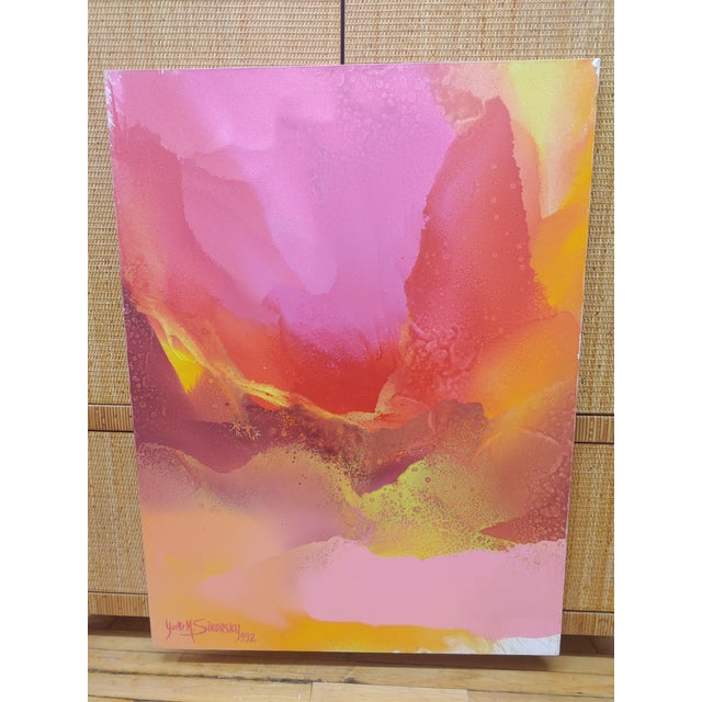 Here's a stunning acrylic on canvas abstract painting byYvette Sikorsky (1928-2025). Titled "Lava," the different shades...