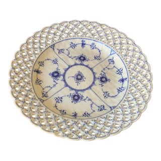 1970s Royal Copenhagen Blue Fluted Full Lace Plate 1098 For Sale