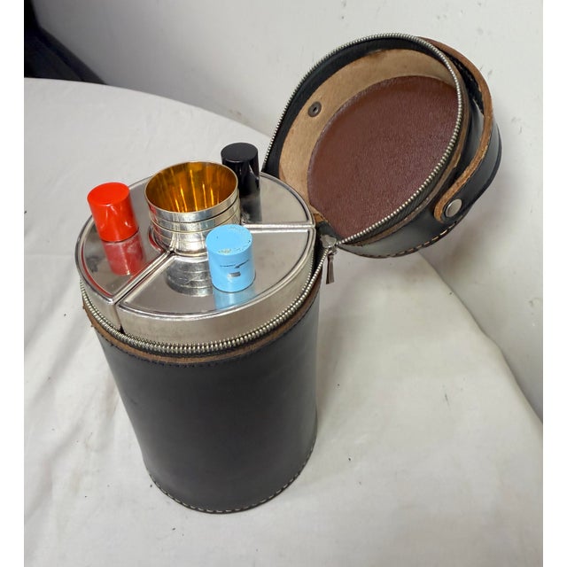 Vintage German Ahs Chrome Art Deco 3 Flask Travel Shot Bar Mid Century Modern - 8 pcs For Sale In New York - Image 6 of 10