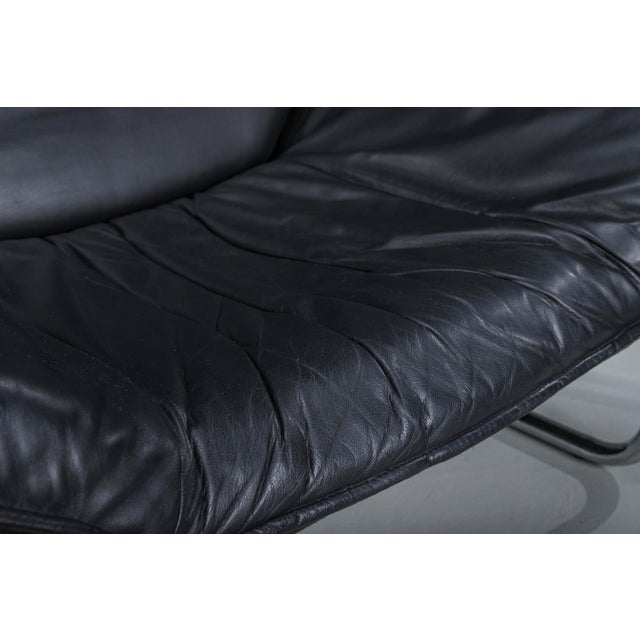 Mid-Century Modern Bauhaus Lounge Chair in Black Leather attributed to Johan Bertil Häggström for Swed-Form / Ikea, Sweden, 1970s For Sale - Image 3 of 15