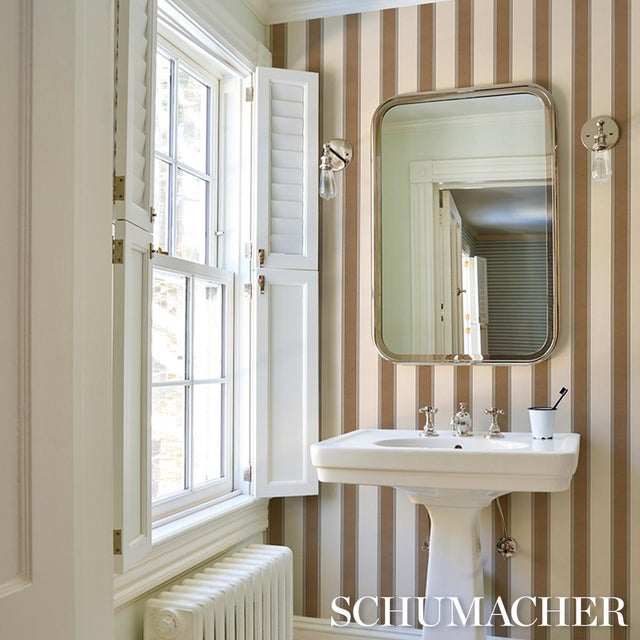 2020s Sample - Schumacher Rafe Stripe Wallcovering In Chocolate For Sale - Image 5 of 6