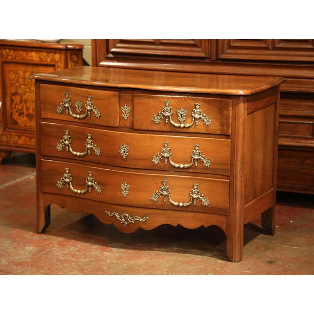18th Century French Louis XIV Carved Walnut and Bronze Chest of Drawers For Sale - Image 10 of 10