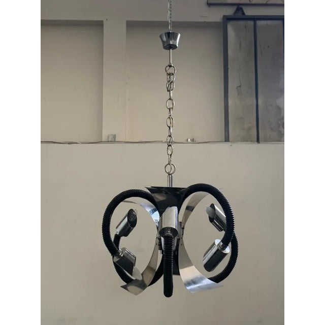 Space Age Chandelier with Plastic and Steel Sheath For Sale - Image 9 of 9