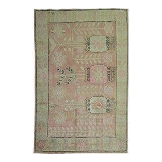 Late 20th Century Pink Samarkand Khotan Rug - 5'6" x 7'7" For Sale