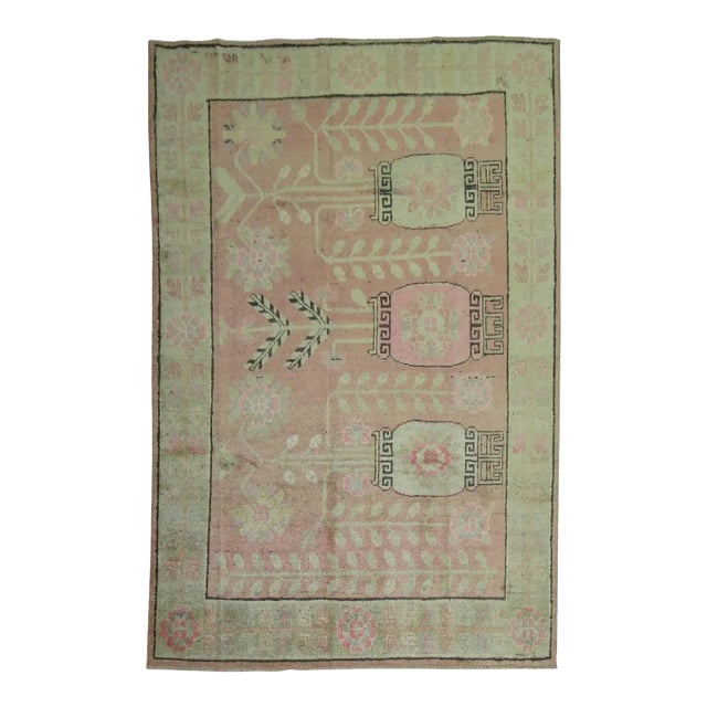 Late 20th Century Pink Samarkand Khotan Rug - 5'6" x 7'7" For Sale