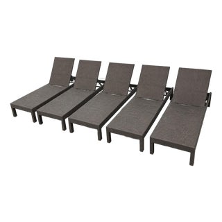 Janus Et Cie Quinta Bronze Fully Woven Outdoor Chaise Lounges – Set of 5, New Never Used For Sale