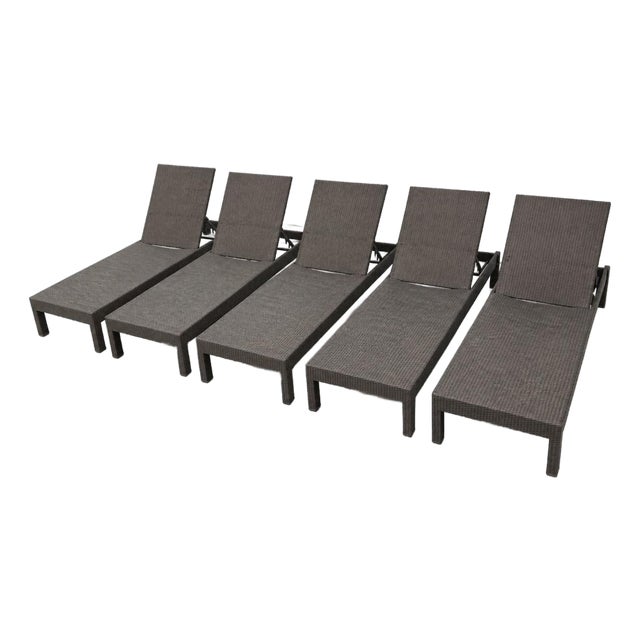 Janus Et Cie Quinta Bronze Fully Woven Outdoor Chaise Lounges – Set of 5, New Never Used For Sale