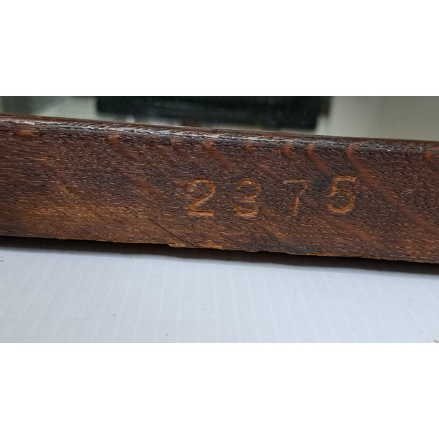 Antique 1910s Carved Oak Wall Mirror Arched Top Floral Wood Stamped #2375 32x17 For Sale - Image 9 of 12