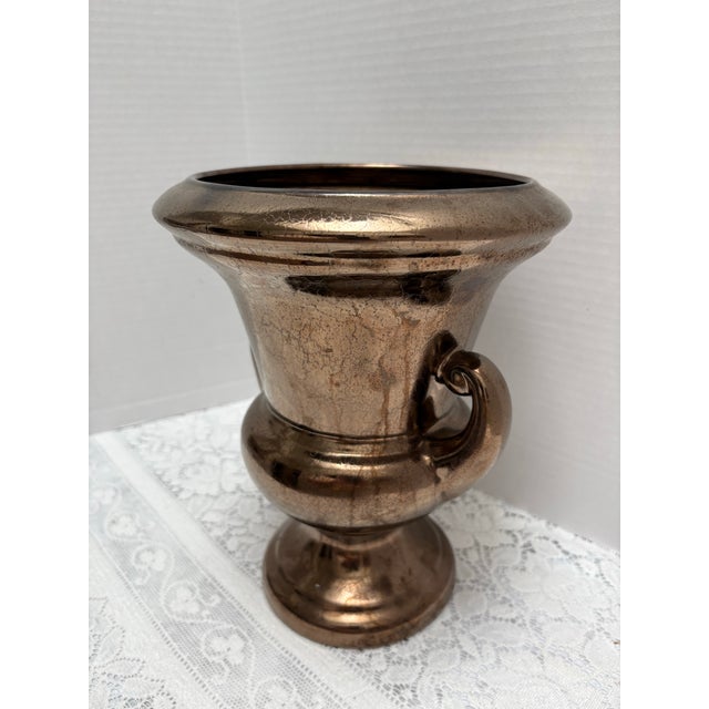 Ceramic Vintage Bronze Toned Urn Shaped Vase or Vessel For Sale - Image 7 of 9
