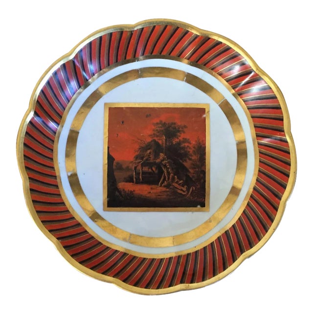 1800s English Georgian Derby Porcelain Plate For Sale
