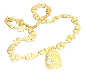Carved Bone Beaded Elephant Necklace