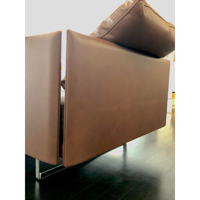 Animal Skin Attributed to Cassina "Toot" Sofa by Piero Lissoni – Custom Made Brown Leather For Sale - Image 7 of 9