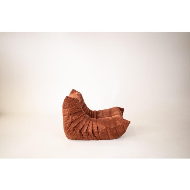 Togo Corner Chair in Brown Corduroy T by Michel Ducaroy for Ligne Roset, 1970 For Sale - Image 3 of 8