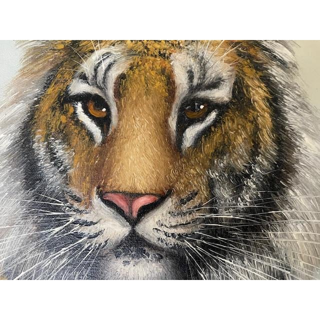 Late 20th Century Vintage Tiger, Oil on Canvas signed ' by Watson' For Sale - Image 5 of 13
