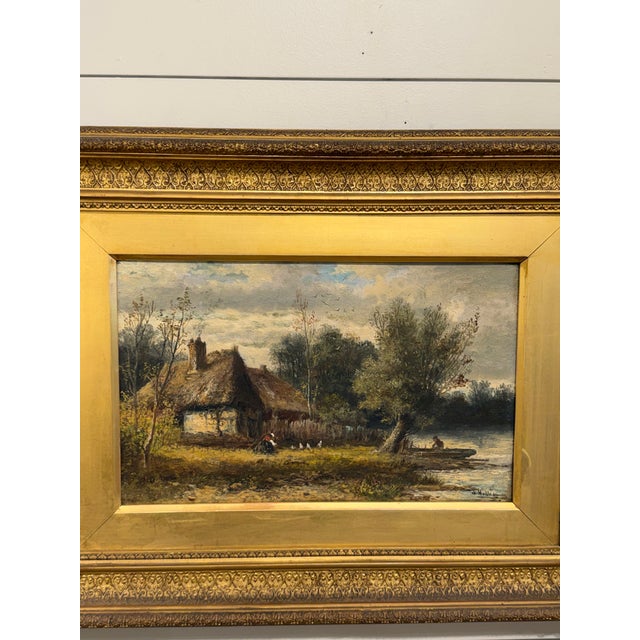 Late 19th Century Oil on Canvas 'Cottage by the Riverbank' For Sale In Nashville - Image 6 of 11