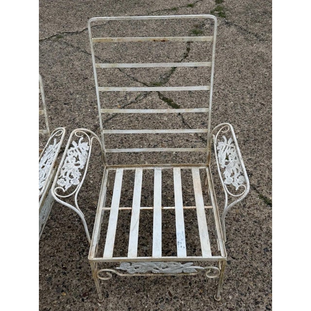 Metal Vintage Russell Woodard "Kissing Birds" Wrought Iron Patio Lounge Chair - Pair For Sale - Image 7 of 17