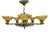 Art Deco Brass and Alabaster Pendant Chandelier, 1930s For Sale