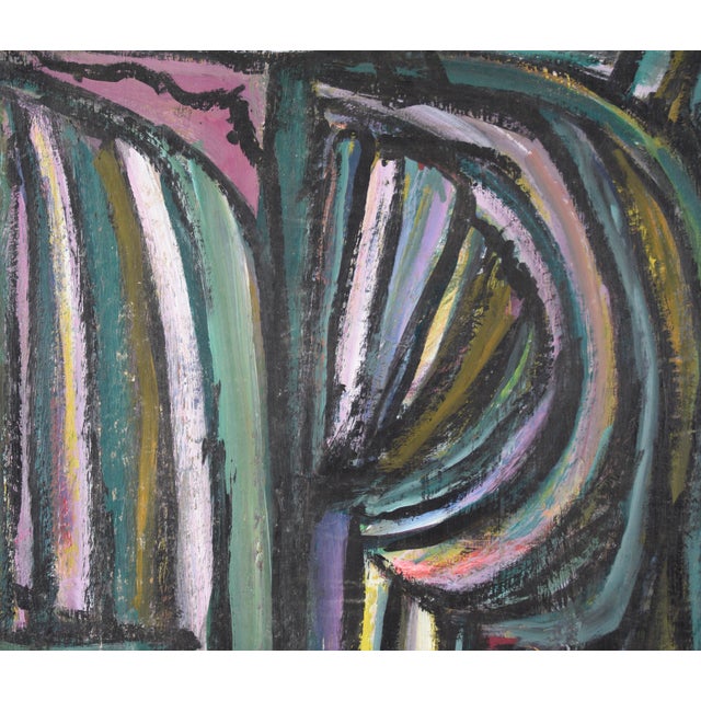 Abstract Expressionism Bay Area Abstract Expressionist Composition in Oil on Cardboard by Honora Berg For Sale - Image 3 of 7