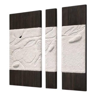 Triptyque Wall Sculpture in Wool and Metal by Tina Tictone For Sale