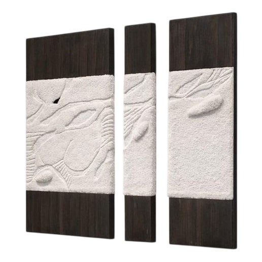Triptyque Wall Sculpture in Wool and Metal by Tina Tictone For Sale