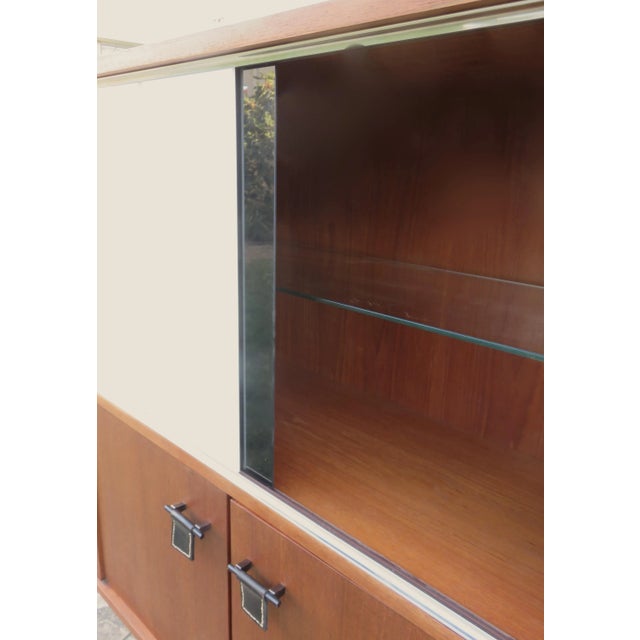 Vintage French Sideboard with Black and White Glass Doors, 1955 For Sale - Image 4 of 9