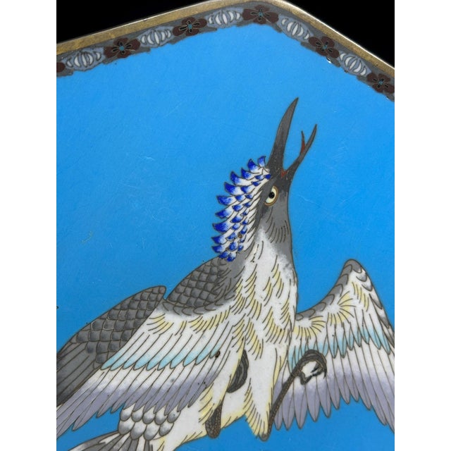 Metal Japanese Cloisonné Plate, 1890s For Sale - Image 7 of 9