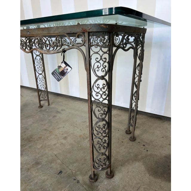 Traditional Early 20th Century Glass Top Iron Table For Sale - Image 3 of 10