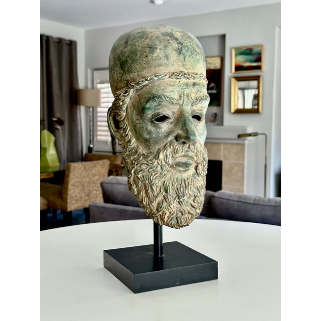 Vintage Patinated Bronze Bust Greek Scholar For Sale - Image 17 of 17