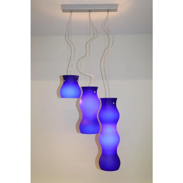 Mid-Century Modern 1990s Modern Murano Glass Pendant Blue Glass For Sale - Image 3 of 12