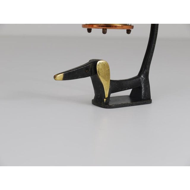 Brown Brass Wiener Dog Figurine with Lantern Thermometer by Walter Bosse for Herta Baller, 1950s For Sale - Image 8 of 11