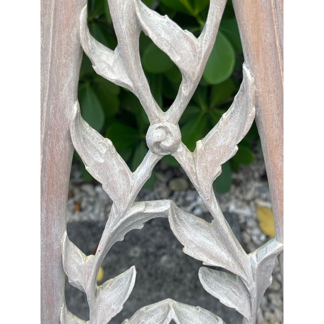 French Provincial Cerused Carved Open Back Armchairs – Pair For Sale - Image 10 of 15