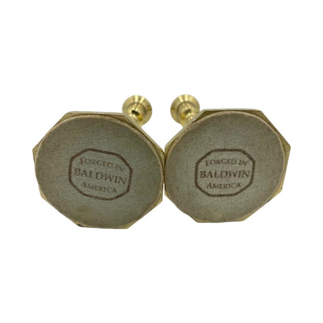 Vintage Baldwin Forged in America Brass Candlesticks- a Pair For Sale - Image 10 of 12
