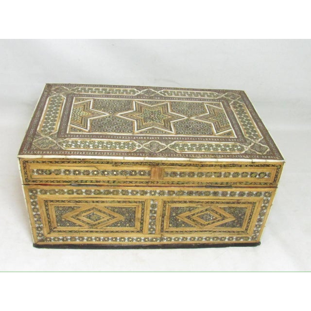 Wood Antique Persian Quajar Inlaid Micro Mosaic Box For Sale - Image 7 of 17
