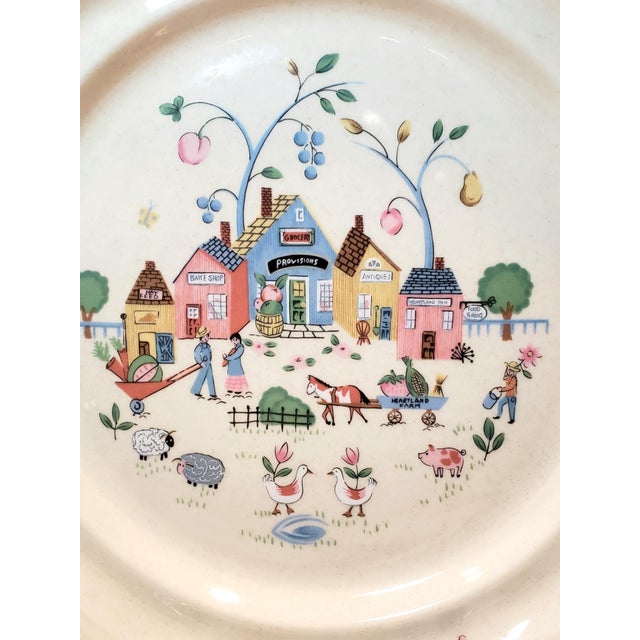 Vintage Americana Heartland Village Stoneware Dinner Plates - Set of 6 For Sale - Image 4 of 6