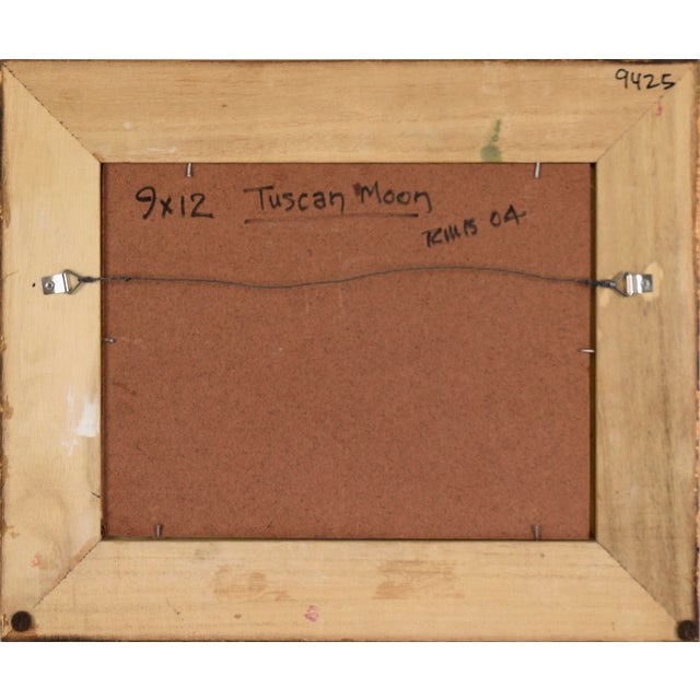 Yellow "Tuscan Moon" Nocturnal Landscape in Acrylic on Masonite by Richard M. Bacon For Sale - Image 8 of 8