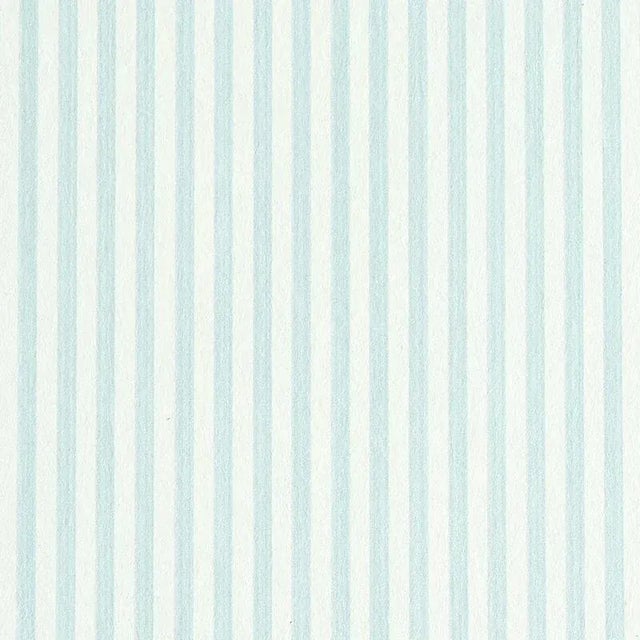 Schumacher Edwin Stripe Narrow Wallpaper in Sky For Sale