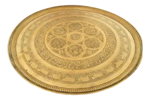 Indo-Persian Handcrafted Decorative Hammered Brass Tray