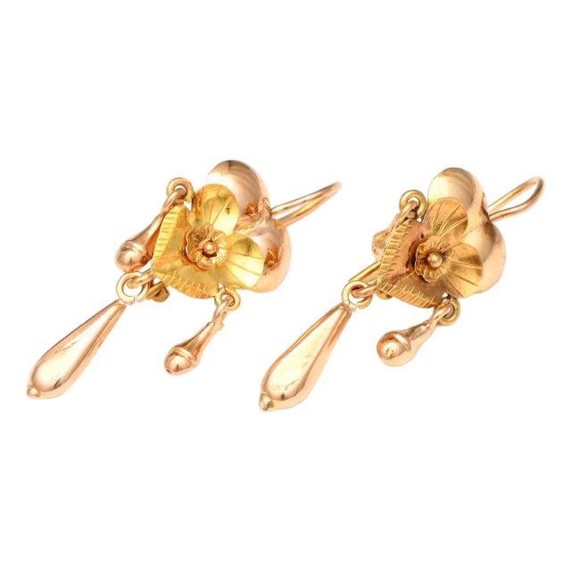 14KRY Double Heart Tassels Earrings, 2 pieces For Sale